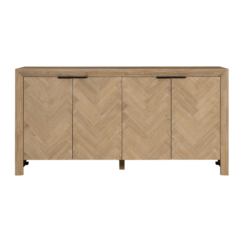 Aahil Herringbone 4-Door Sideboard, Light Natural