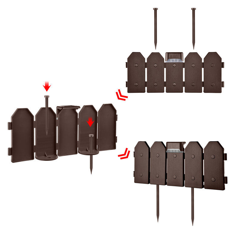 Ensemble d'extension de bordure de jardin à 4 panneaux en bois 4,2 pi avec 3 lumières solaires DEL