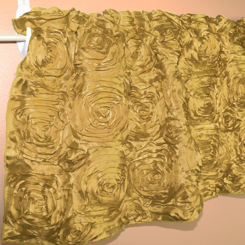 Floral Tailored Window Valance, 54" W x 28" L, Light Gold