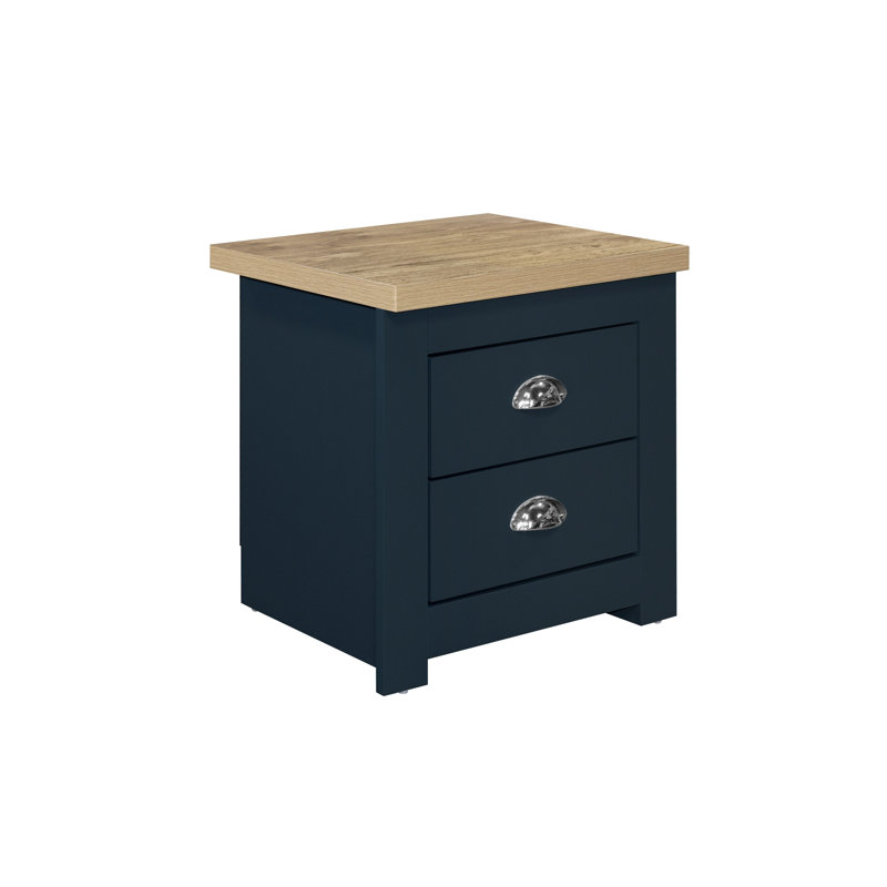 Napanoch 2 Drawer Bedside Table, Navy Blue