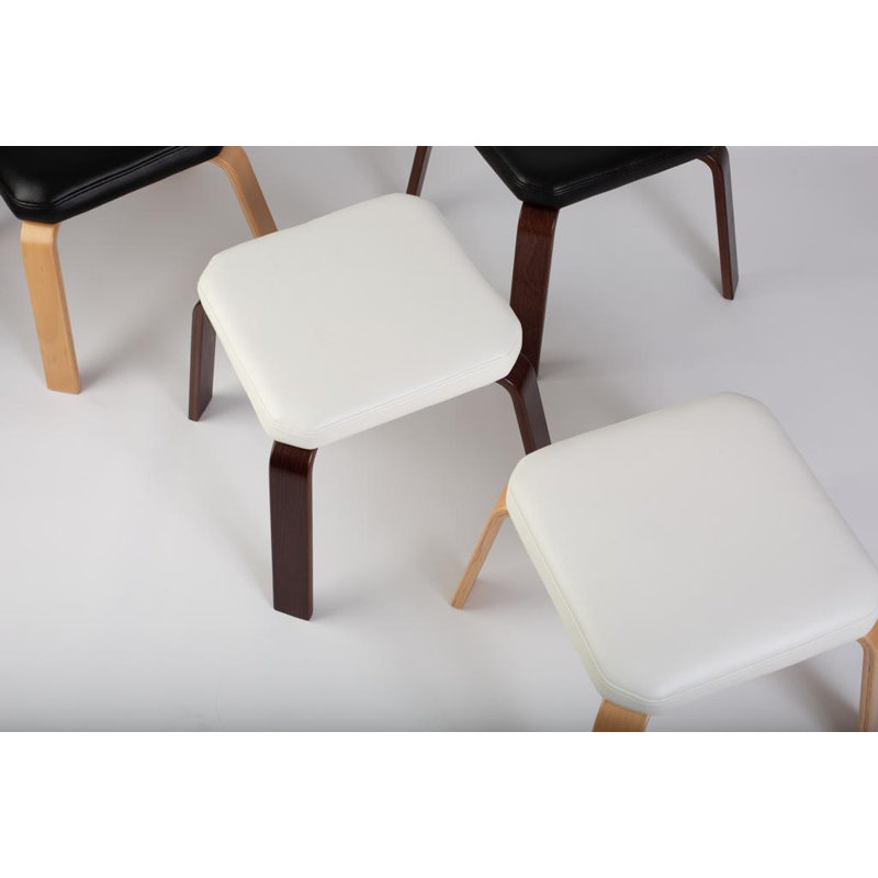 Aydelotte Solid Wood Accent Stool, Black, Chocolate Wood