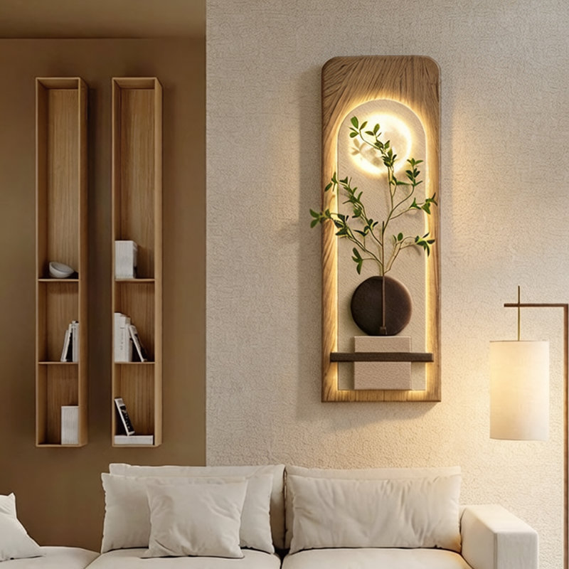 Art mural Mid-Century moderne en grès pour le salon, 58.98" H x 19.69" W