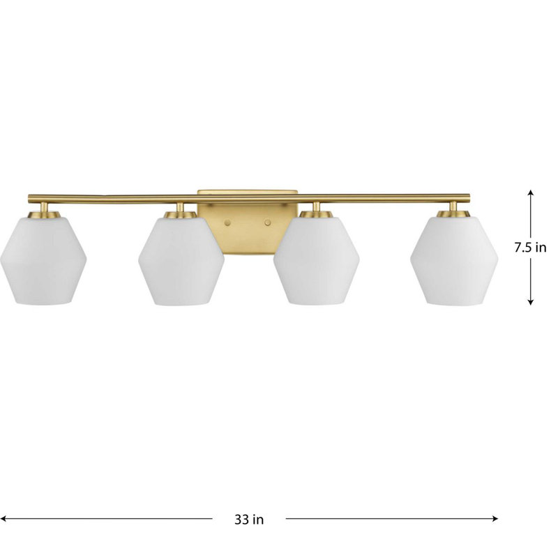 Éclairage pour salle de bain à 4 lumières à intensité variable Athyna, Or brossé