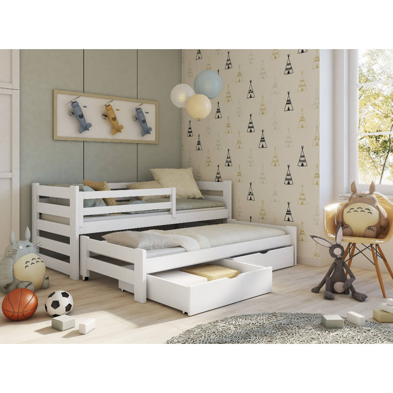 Cardoon Cabin Bed with Storage Included with Trundle Included, White