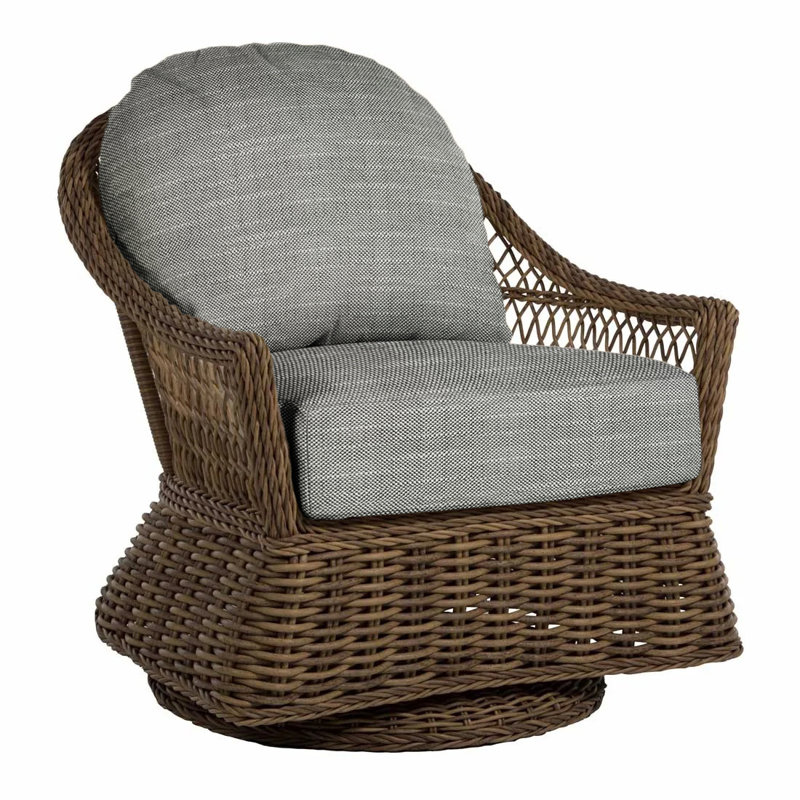 Soho Swivel Glider Chair with Cushions, No Welt, Raffia, Rollo Lace InsideOut® Linen