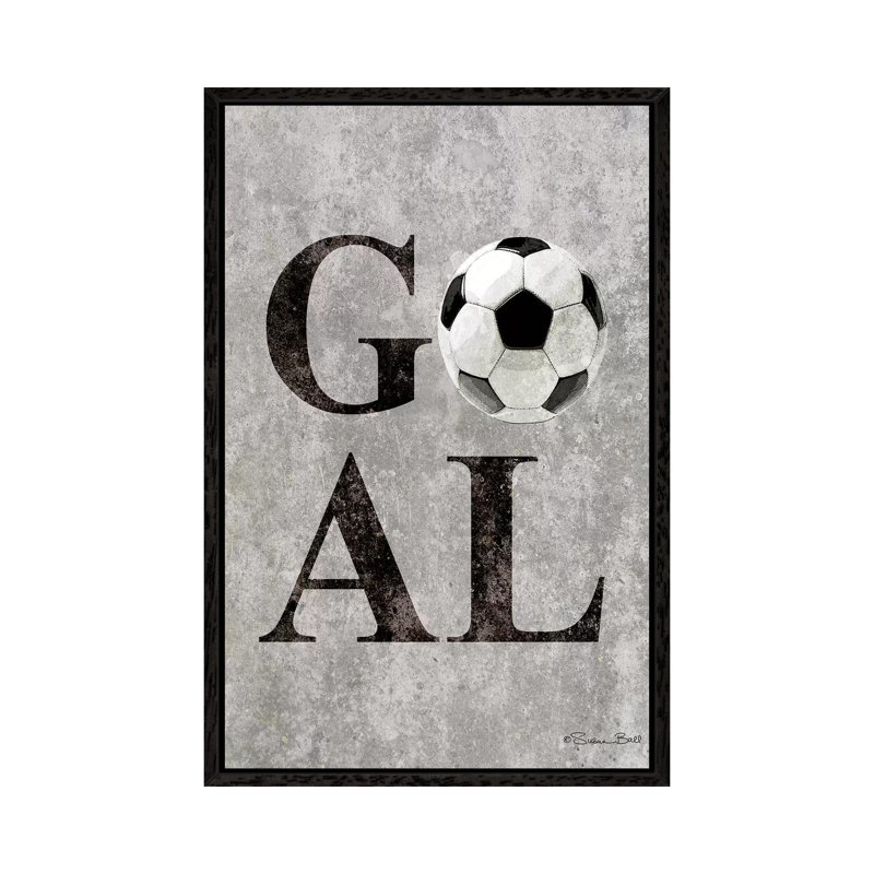 Soccer GOAL by Susan Ball - Print on Canvas, 66.04cm H x 45.72cm W x 3.81cm D, Black Floater Framed