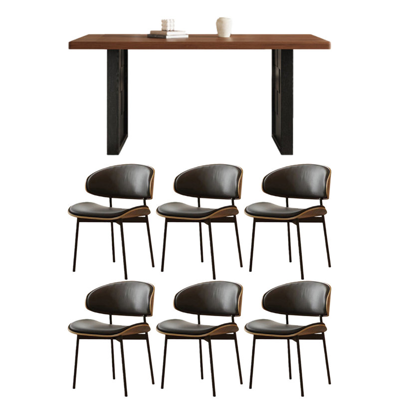 Mease, 7 pièces : table, 6 chaises, H 29,53 po x l 62,99 po x P 31,5 po, Brun