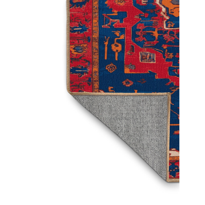Machine Washable Tabriz Brown Area Rug, Square 5'
