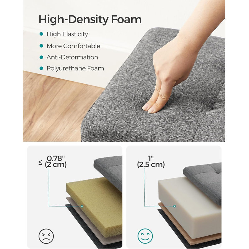 Talisia 110cm Wide Square No Pattern Footstool Ottoman with Storage