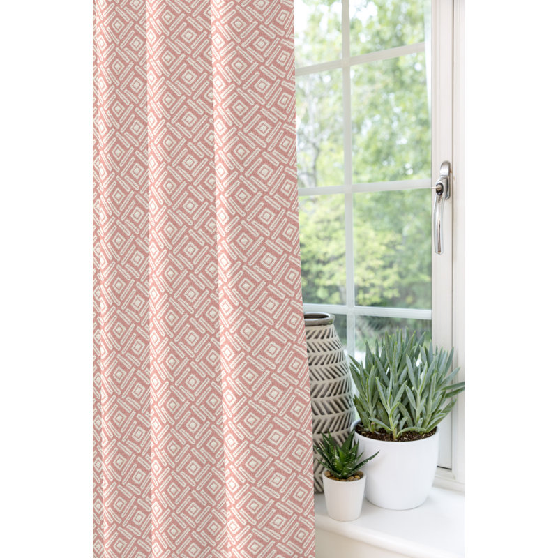 Honig Outdoor Cotton Blackout Curtain Pair, 116 W x 182 D cm, Pink/Grey