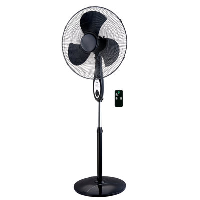 16" Oscillating Stand Fan with Remote Control, Black