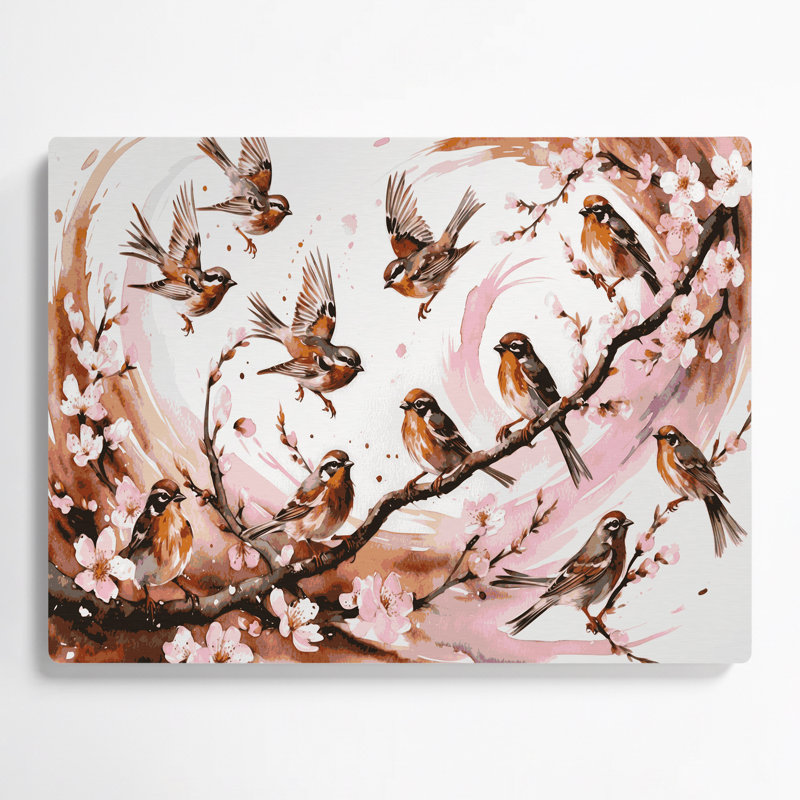 Art mural en métal oiseaux, moineau, H 20 po x l 24 po