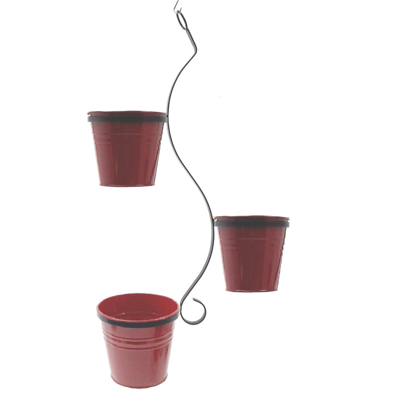 Cosie Metal Hanging Planter, Red, 36" H x 17" W x 7" D
