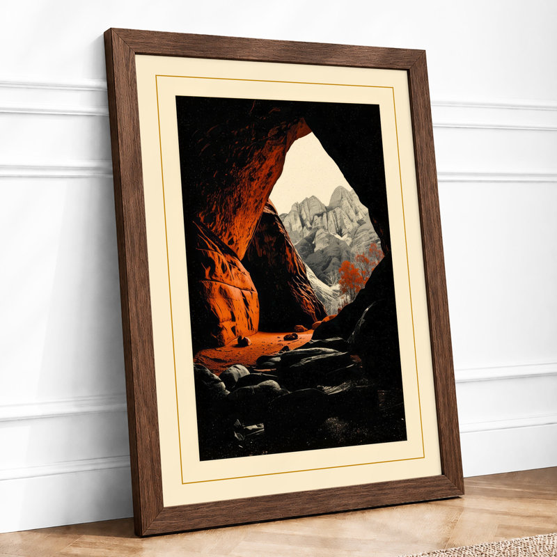 Cave Outlook Landscape - Framed Print, A3 - 42.0 x 29.7 cm, Walnut