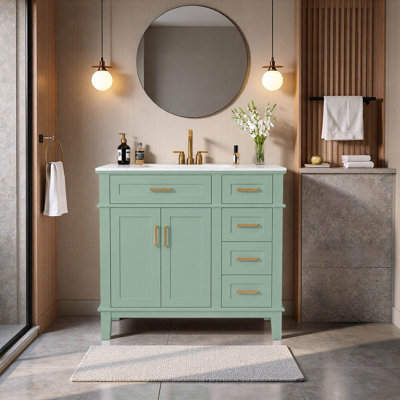 36" Single Bathroom Vanity with Ceramic Top