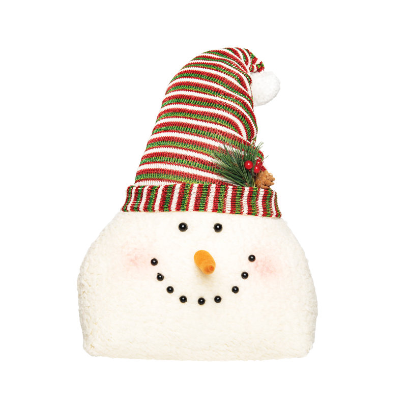 Figurine bonhomme de neige avec chapeau rayé