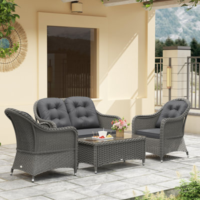Wicker 4 - Person Garden Lounge Set