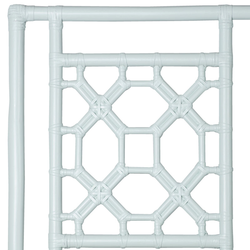 Lattice Back Open-Frame Rattan Headboard, Light Blue, Full