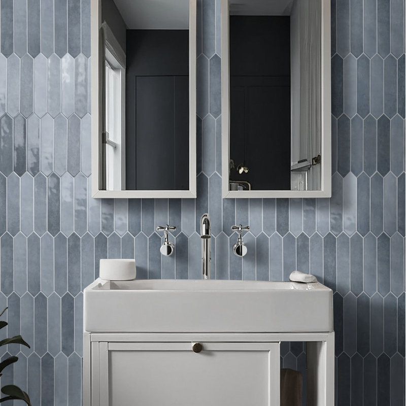 MSI Renzo Glossy Ceramic Picket Wall Tile, Denim