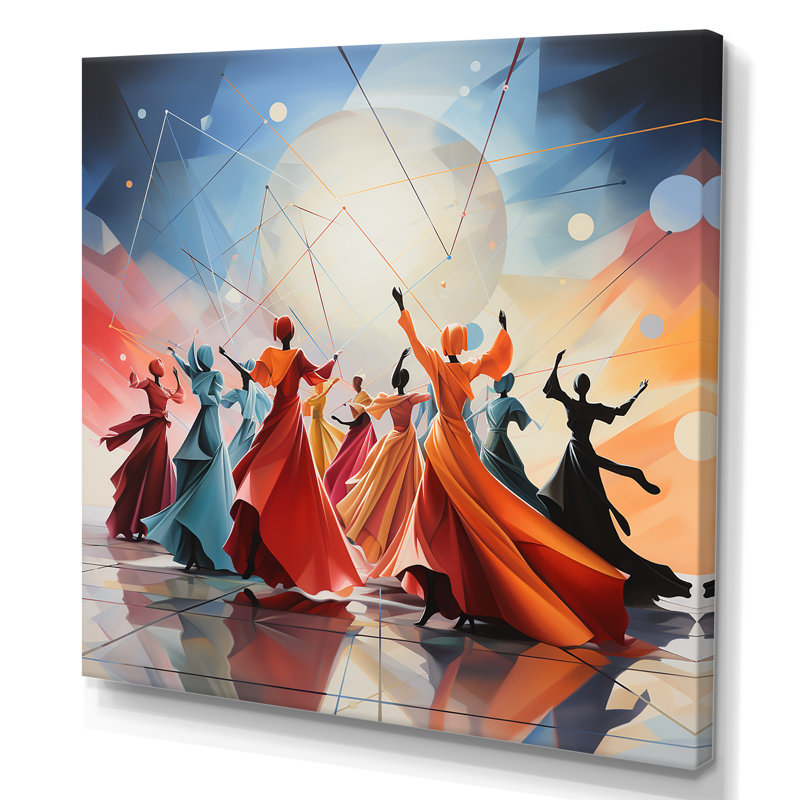 Bleu synchronisé Dance Rhythms - art mural de danse, Toile tendue, H 16 po x l 16 po x P 1 po
