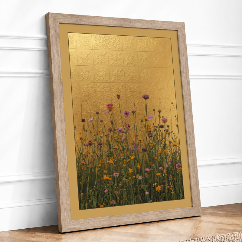 Wildflower Meadow Botanical - Framed Print, A2 - 59.4 x 42.0 cm, Oak