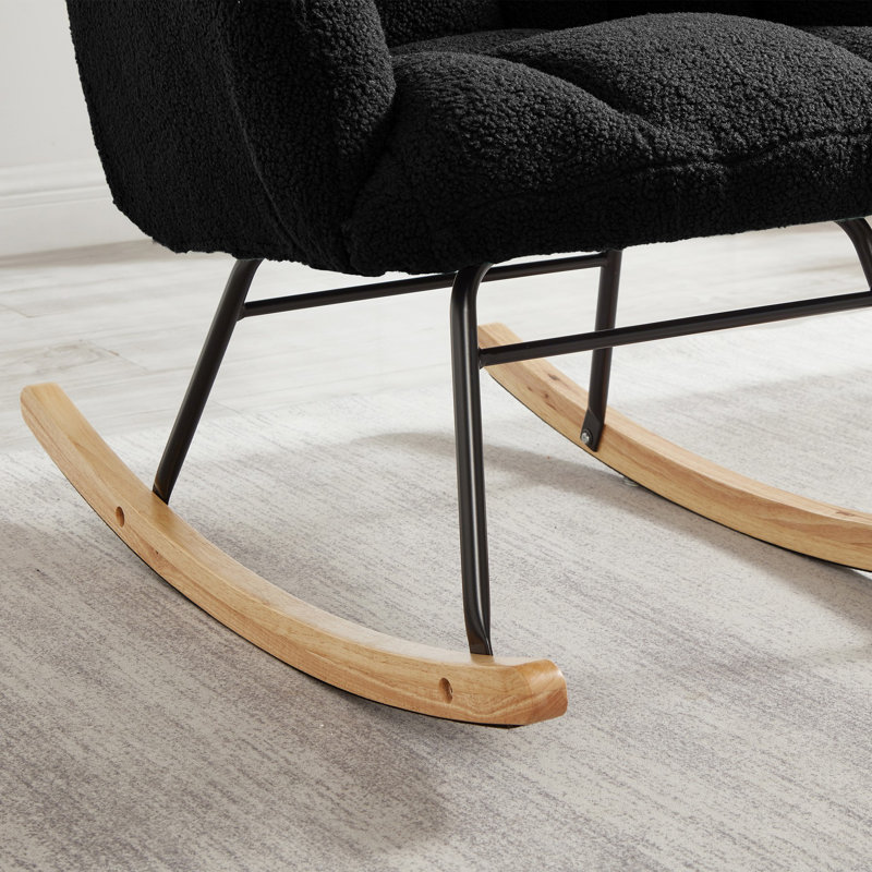 Chaise berçante rembourrée Teddy, Noir