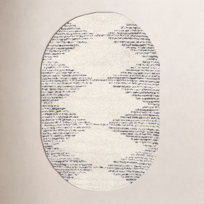 Carnahan Off White Charcoal Moroccan Shag Rug