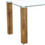 Table de salle à manger 49,6 * 30 pouces avec pieds en verre transparent et grain de bois, conception de connexion exquise, configuration de glissement pour