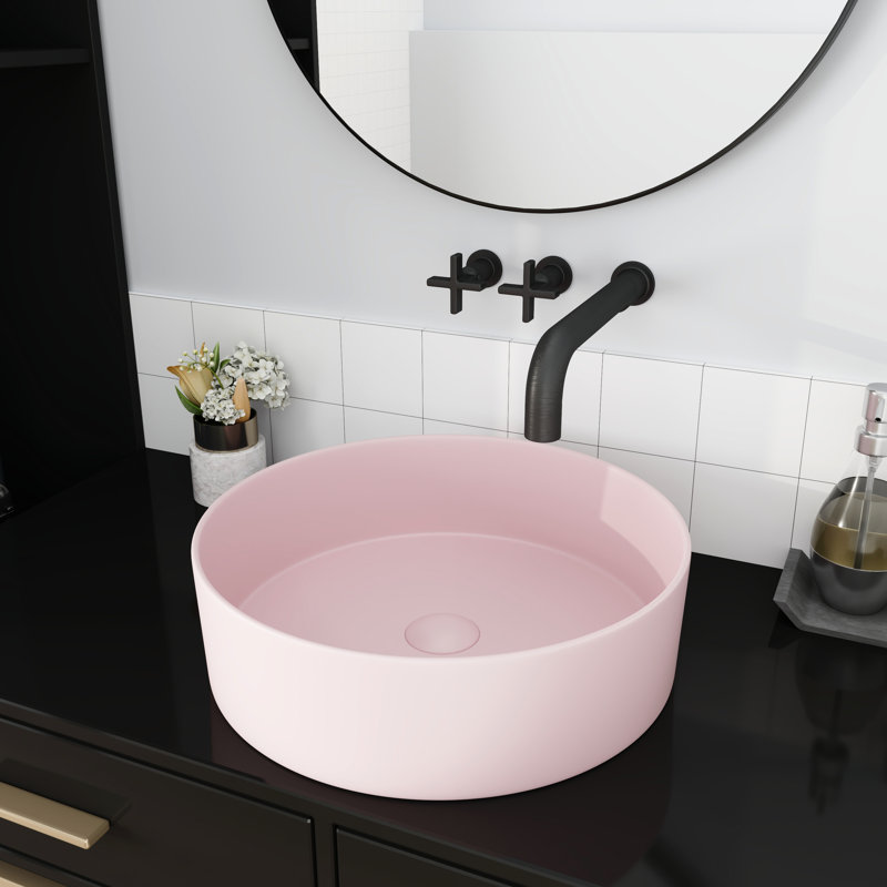 Lavabo vasque de salle de bain en céramique Pink Art, Pink