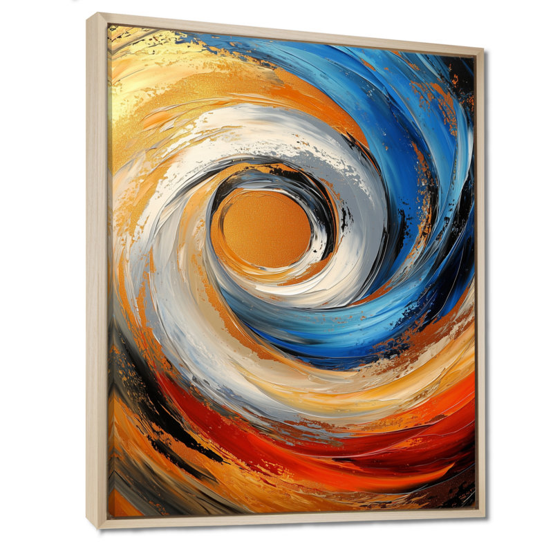 Impression sur toile encadrée Obren Golden Rainbow, H 40 po x l 30 po, Reproduction avec cadre flottant, Crème, crème