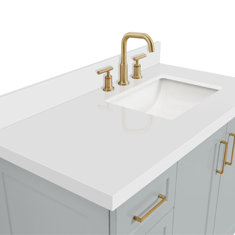 43 IN.  Single Bathroom Vanity, Gray, Rectangular, Right 