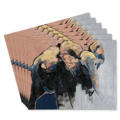 Abstract Elephant Polyester Roksanda Set of 6 - Home Decor