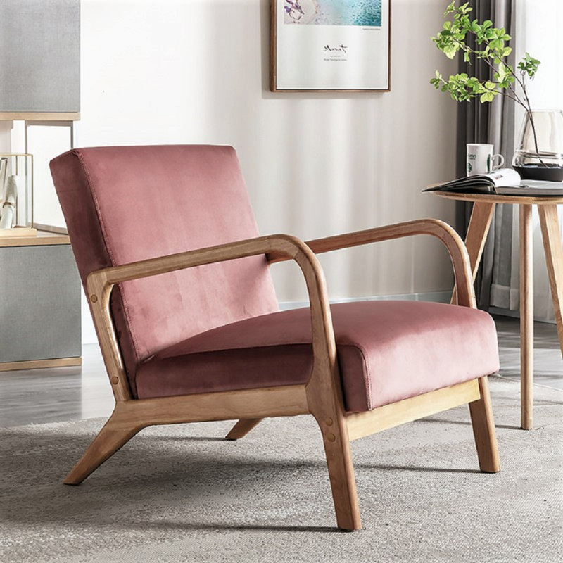 Chaise rembourrée en microfibre de style rétro, Velours rose