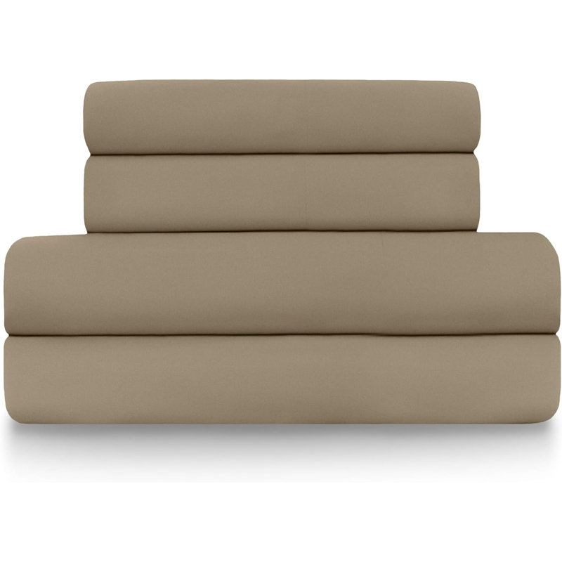 Ensemble de draps 100 % coton à fibres longues haut de gamme Milano à contexture de 1000 fils, Taupe