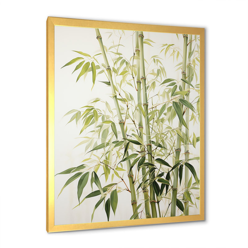 «Mute Bamboo Embrace I», reproduction sur toile, H 32 po x l 16 po x P 1 po, Encadrement doré