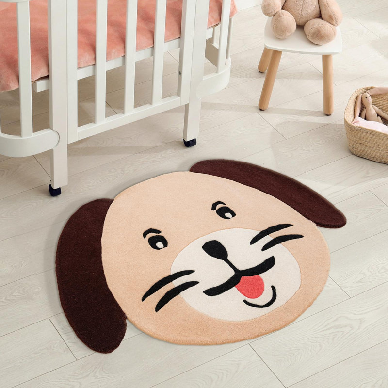 Unique Loom Puppy Playtime Kids Wool Rug, Novelty 5'1" x 7'1"