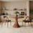Round Mid-Century Farmhouse Solid Wood Dining Table-311328469