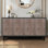 Buffet Mid-Century Buffet avec pieds en bois massif 60 po Armoire de rangement crédence avec 4 portes en losange à motif convexe et 2 tablettes console pour salon, etc.