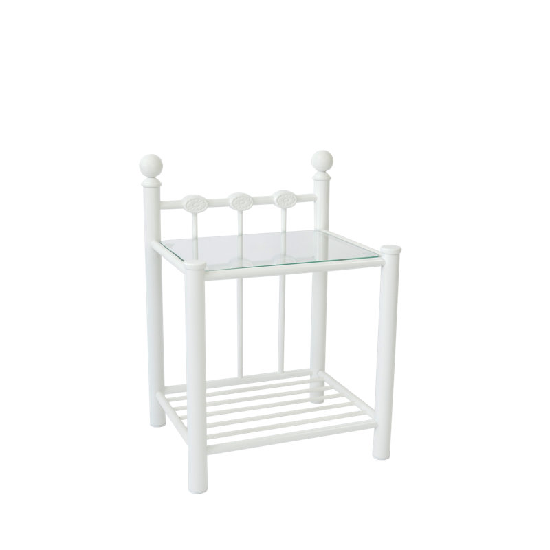 Sinquefield Glass Top End Table, White