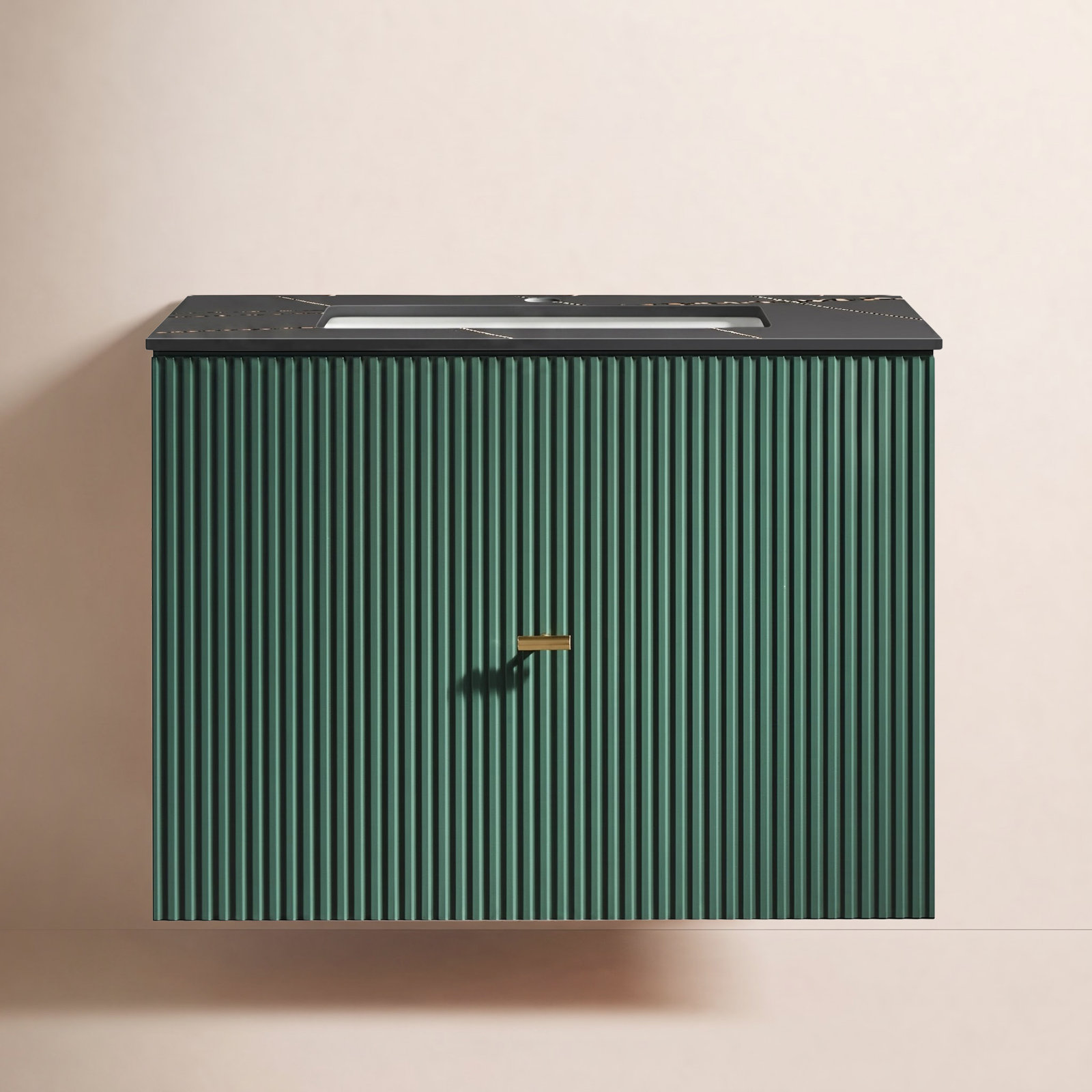 Jamell 30'' Single Bathroom Vanity, Forest Green, Black