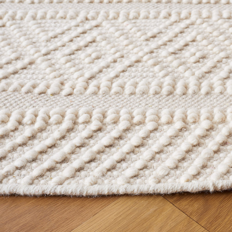 Zuzana Hand Woven Wool/Cotton Geometric Rug in Ivory/Beige, Rectangle 3' x 5'