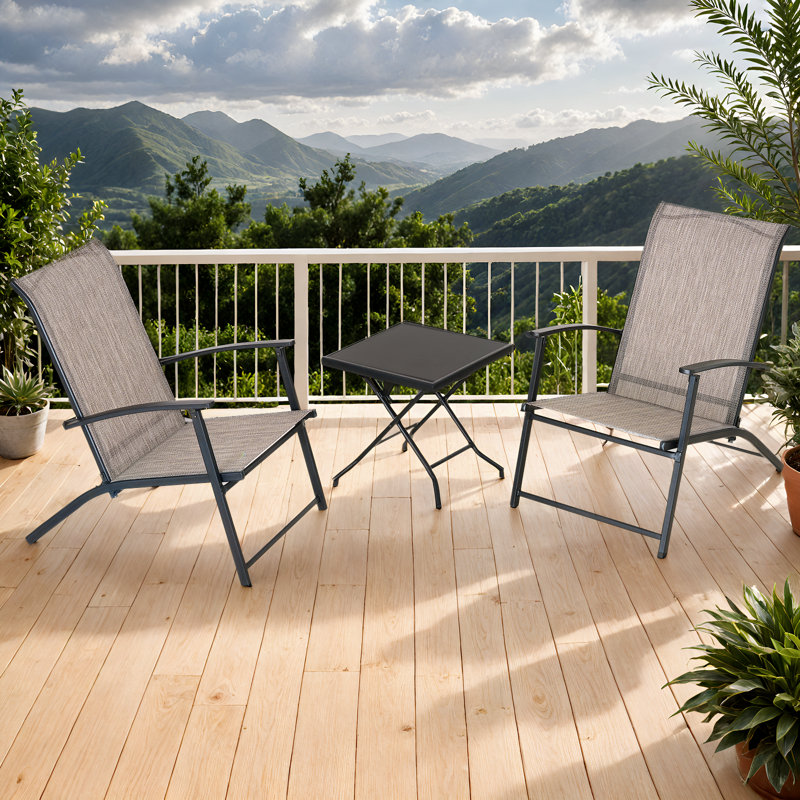 Ensemble de patio pliant entièrement assemblé avec table 3 pièces Stefone