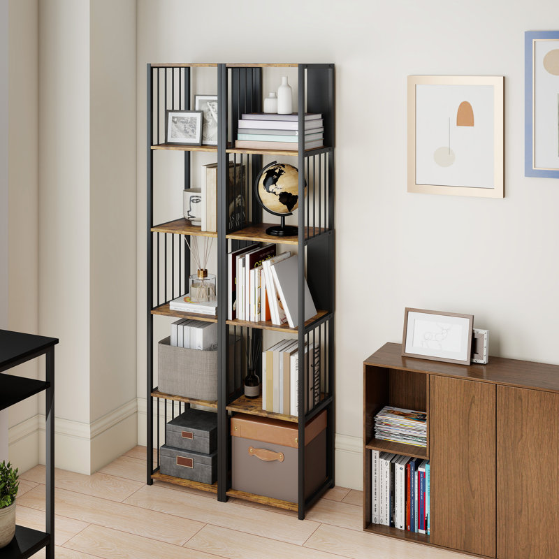 165cm H x 33.5cm W Steel Standard Bookcase, Brown