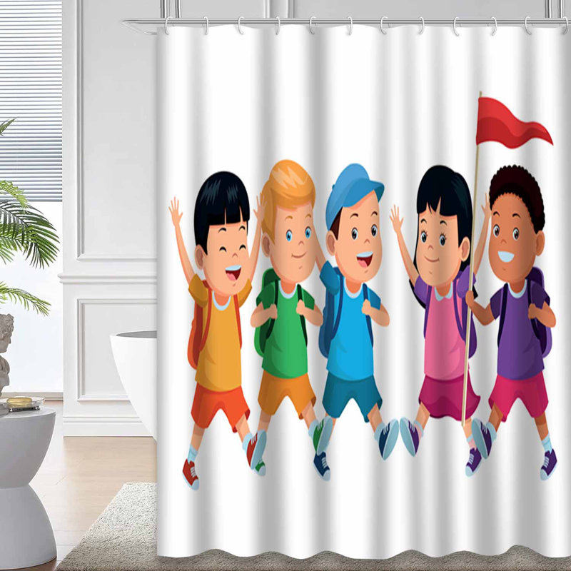 Rideau de douche avec 12 crochets Happy Kids, L 72 po x l 84 po