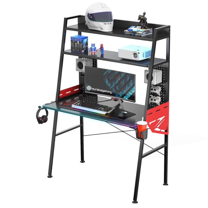 Metal Base Computer Desk with Power Outlet