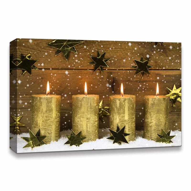 Christmas Holiday Celebration Candles X15 - Photographie sur toile tendue, H 24 po x l 32 po