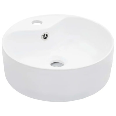 Belfry Bathroom Pursley 360mm W Ceramic Circular Sink with Overflow