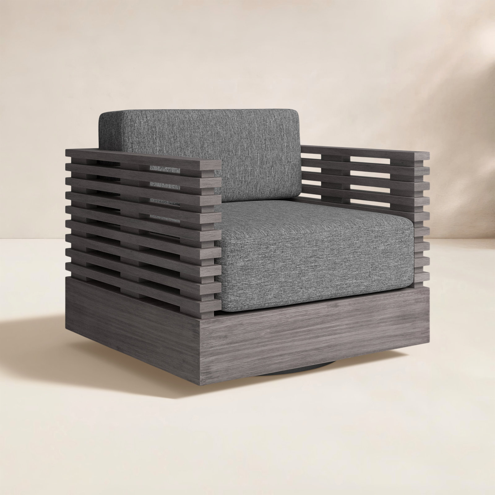 Fritz Swivel Eucalyptus Outdoor Lounge Chair, Grey Performance