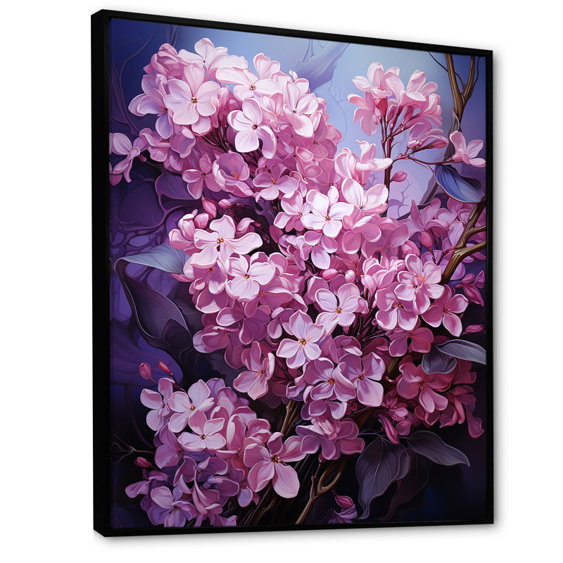 Murmures de lilas V sur toile, Cadre flottant noir, H 44 po x l 34 po