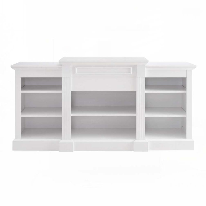 Wood Top TV Stand With Shelves, Black, No